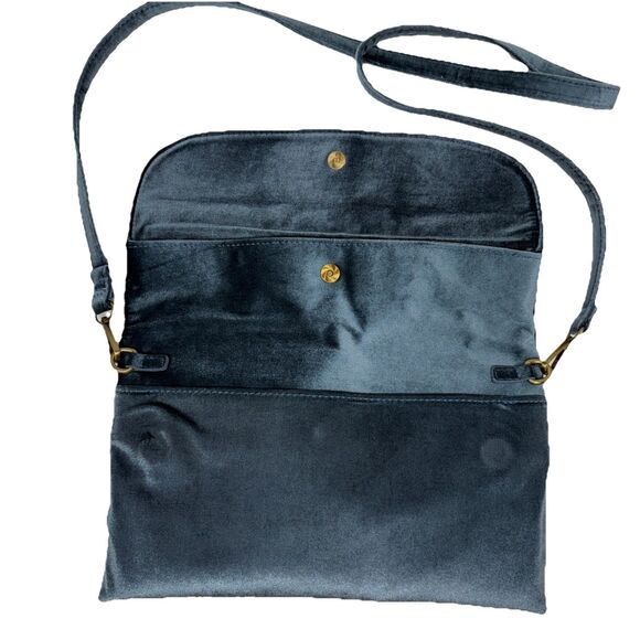Anthropologie Blue Velvet Corded Shoulder & Crossbody Clutch Bag New Without Tag - Picture 3 of 16